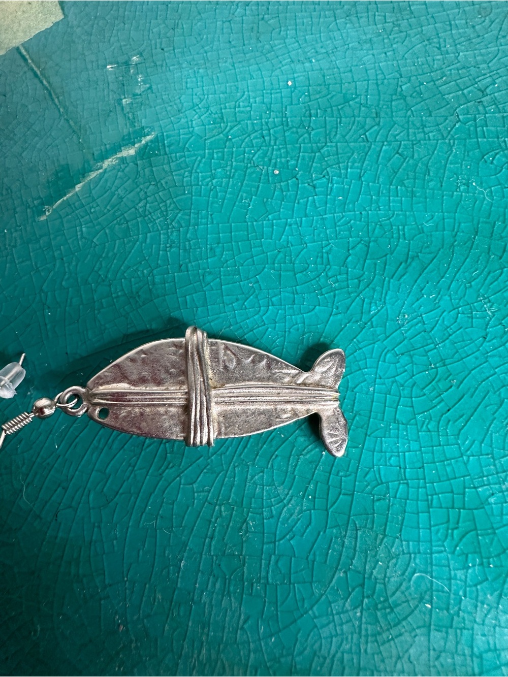 Silver Jesus Fish Dangle Earrings - Women's Jewelry - Picture 4 of 5